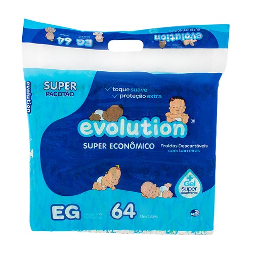 Fralda Dry Evolution Tamanho EG Pacote Super com 64 Fraldas Descartáveis