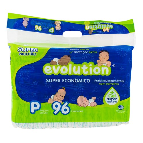 Fralda Dry Evolution Tamanho P Pacote Super com 96 Fraldas Descartáveis
