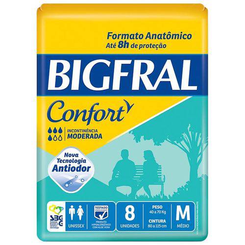 Fralda Geriátrica Bigfral Confort M com 8 Unidades