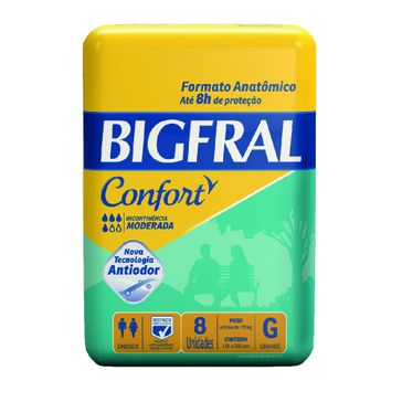 Fralda Geriátrica Bigfral Confort Tamanho G 8 Unidades