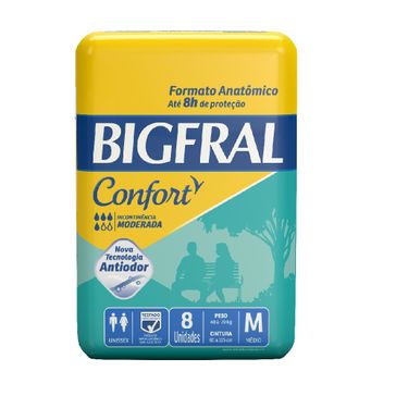 Fralda Geriátrica Bigfral Confort Tamanho M 8 Unidades
