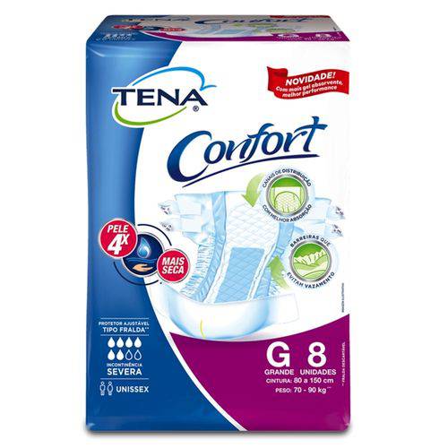 Fralda Geriátrica Tena C/8 Confort Plus Gd Pc