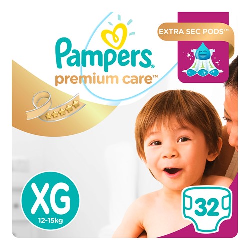 Fralda Pampers Premium Care Pacote Mega Tamanho XG com 32 Fraldas Descartáveis