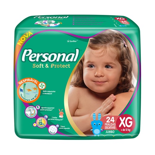 Fralda Personal Soft & Protect Tamanho XG Pacote Jumbo com 24 Fraldas Descartáveis