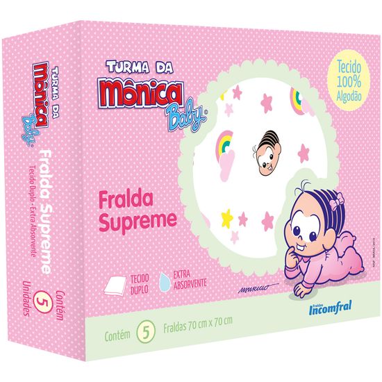 Fralda Supreme Estampada Turma da Mônica Baby Caixa com 5 Unidades - Feminino