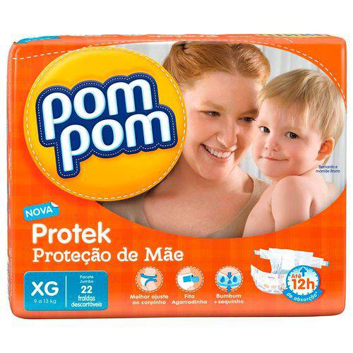 Fraldas Pom Pom Protek Proteção de Mãe Tam XG 22 UN