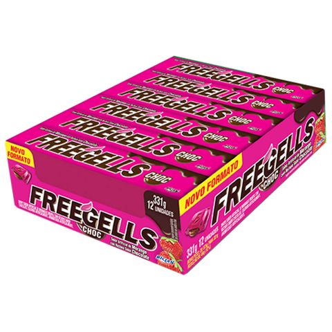 Freegells Drops Chocolate com Morango C/12 - Riclan