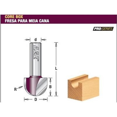 Fresa Wídea Meia Cana D.Corte 06,4mm X A. Corte 13mm Raio 03,20mm D. Haste 06mm - Cód. FR240 - Amana Tools