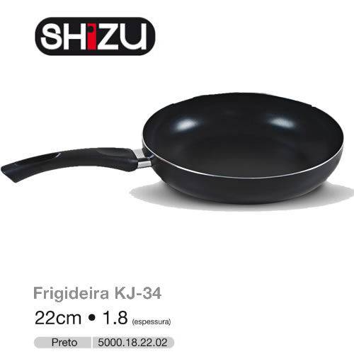 Kit Frigideira Preta Antiaderente 22cm - 1,80mm Shizu + Tampa Pegador Preto 22cm