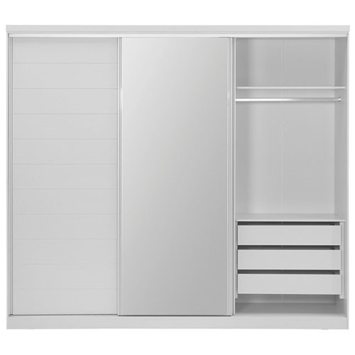 Friz Guarda-roupas C/ 1 Porta Espelhada Prata/branco
