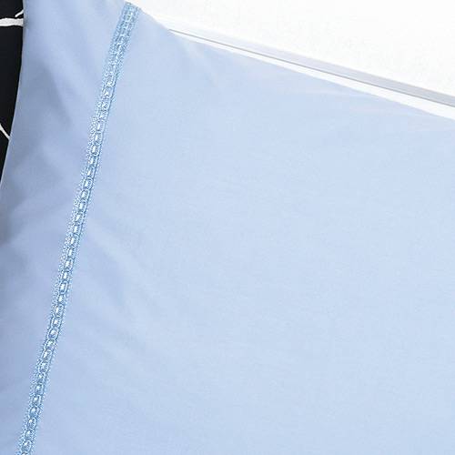 Fronha para Body Pillow Azul com Sianinha 50x150cm - Percal 233 Fios - Plumasul