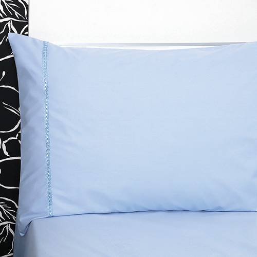 Fronha para Body Pillow Azul com Sianinha 50x150cm - Percal 233 Fios - Plumasul
