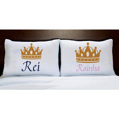 Fronhas Casal Personalizadas Coroa Dourada Rei e Rainha
