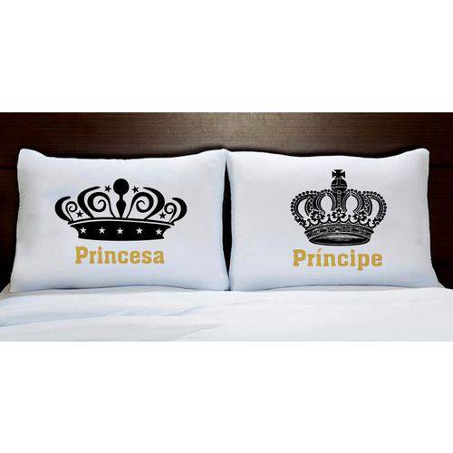 Fronhas Casal Personalizadas Coroa Preta Príncipe e Princesa
