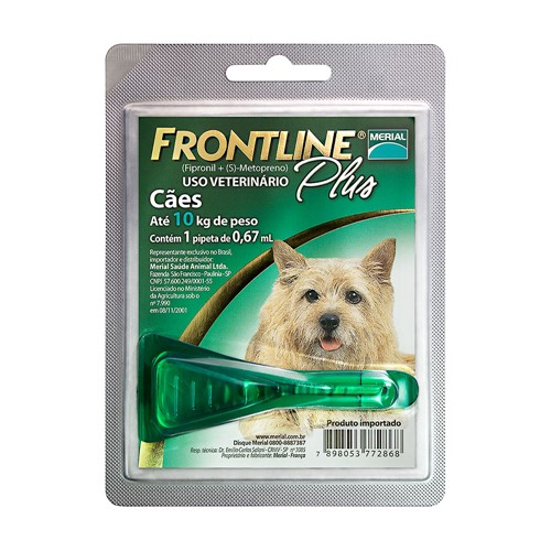 Frontline Plus para Cães de 0 a 10kg com 1 Pipeta de 0,67ml