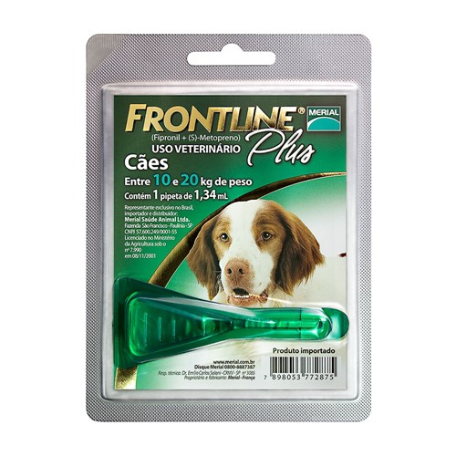Frontline Plus para Cães de 10 a 20kg com 1 Pipeta de 1,34ml