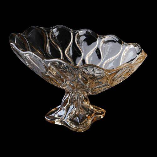 Fruteira de Cristal de Chumbo com Pé Safir 17cmx23cmx21,5cm Rojemac Âmbar