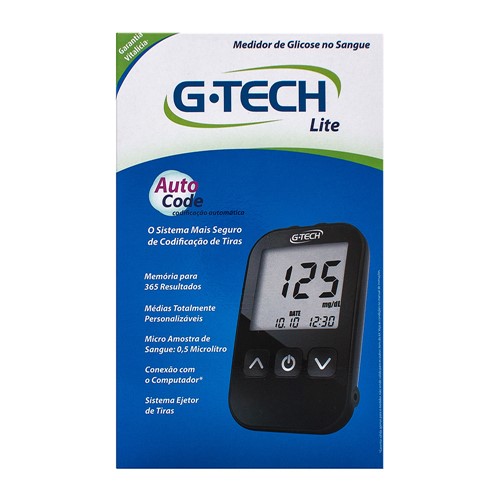 G-Tech Free Lite Kit Monitor de Glicemia com 1 Aparelho + 1 Lancetador + 10 Lancetas + 10 Tiras Teste