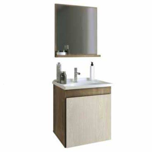 Gabinete Armário P/ Banheiro C/ Pia e Espelheira | Modelo Slin | Balcão + Cuba + Espelho
