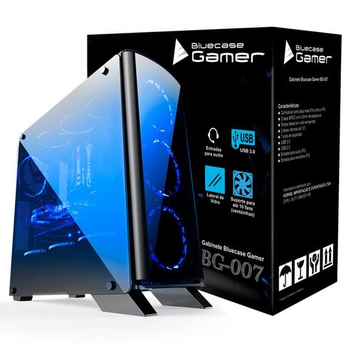 Gabinete BlueCase Gamer Sem Cooler e Sem Fonte Frontal USB 3.0 | BG-007 2119