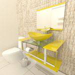 Gabinete de Vidro 70cm para Banheiro Irlanda Amarelo