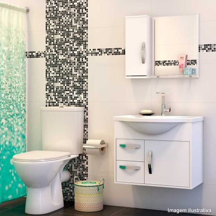 Gabinete para Banheiro Apus 60cm com Lavatório e Espelheira Branco Cerocha
