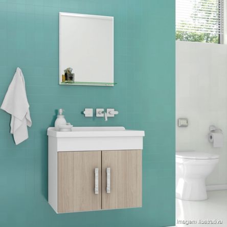 Gabinete para Banheiro Chow 51x46cm com Lavatório e Espelheira Berlim Cerocha
