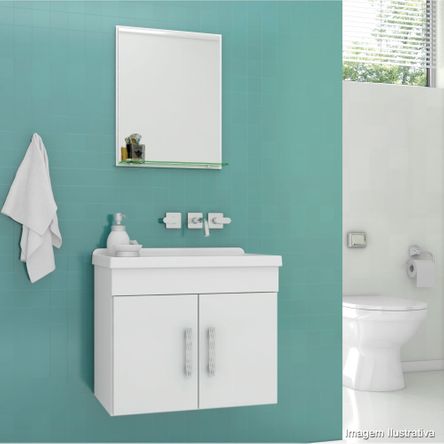 Gabinete para Banheiro Chow 51x46cm com Lavatório e Espelheira Branco Cerocha
