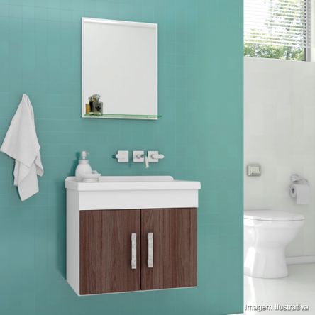 Gabinete para Banheiro Chow 51x46cm com Lavatório e Espelheira Munique Cerocha