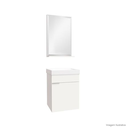 Gabinete para Banheiro Club 40cm com Lavatório e Espelheira Branco Bumi