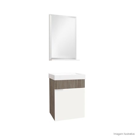 Gabinete para Banheiro Club 40cm com Lavatório e Espelheira Grigio Bumi