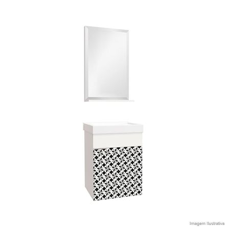 Gabinete para Banheiro Club 40cm com Lavatório e Espelheira Mosaico Bumi
