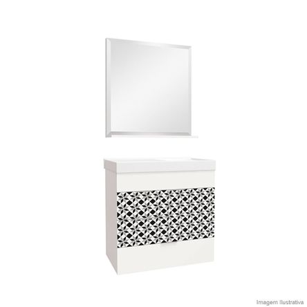 Gabinete para Banheiro Club 60cm com Lavatório e Espelheira Mosaico Bumi