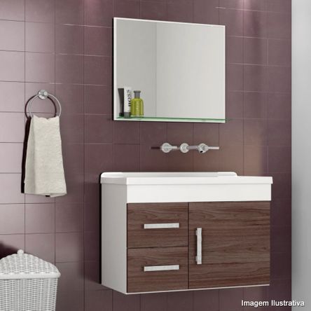 Gabinete para Banheiro Polaris 61x46cm com Lavatório e Espelheira Munique Cerocha