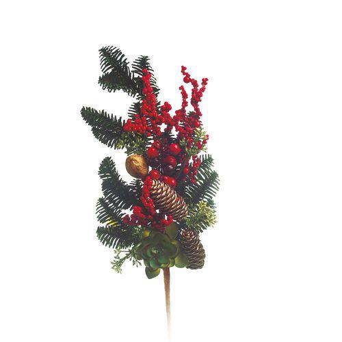 Galho Decoração Natal P/árvore 50cm C/frutas Vermelho