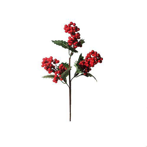 Galho Decoração Natal P/árvore C/frutas 35cm Vermelho