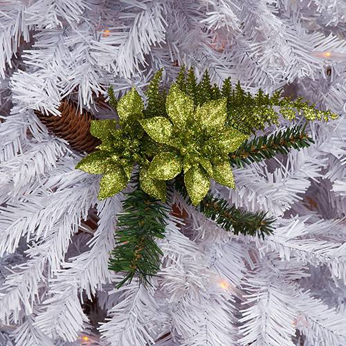 Galho Decorativo Luxo para Árvore de Natal com Folhas Verdes - Orb Christmas
