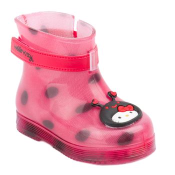 Galocha Hello Kitty Boot Pet Baby Vidro/Vermelho/Preto 17