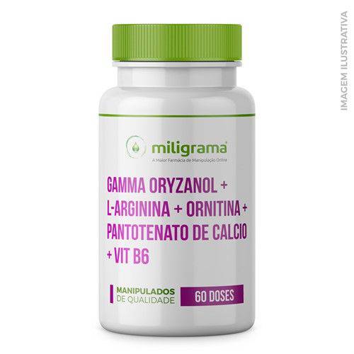 Gamma Oryzanol + L-Arginina + Ornitina + Pantotenato de Calcio + Vit B6 - 60 Doses