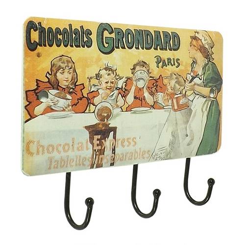 Gancheira Porta Chaves Chocolats 3 Ganchos Oldway - 14x10 Cm