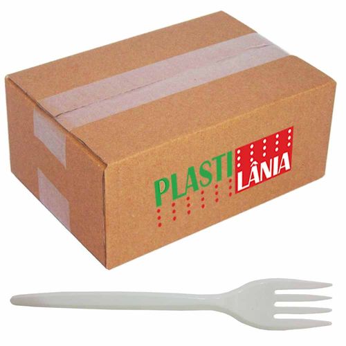 Garfo Plástico Refeição Plastilânia Branco 1000 Unidades 1025051