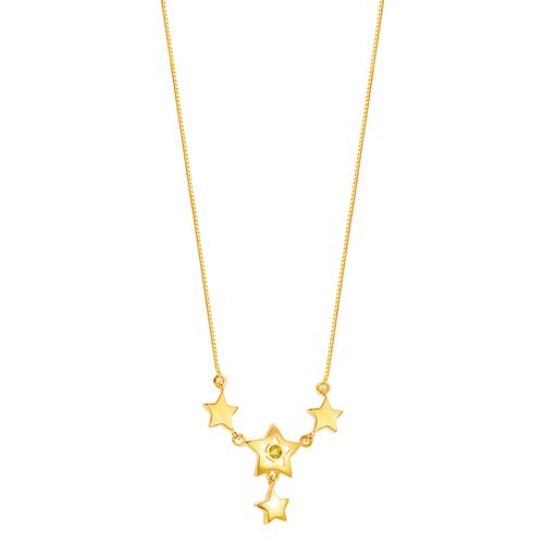 Gargantilha em Ouro 18K Estrelas com Peridoto - AU4493 - 45CM