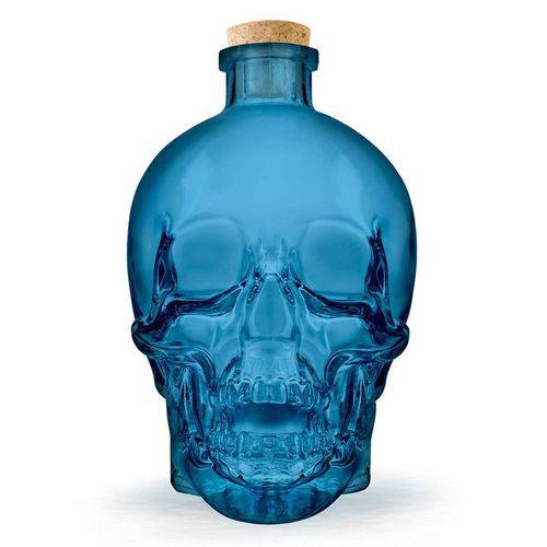 Garrafa de Vidro Caveira Skull - Azul