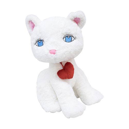 Gato Branco com Coração 38cm - Pelúcia