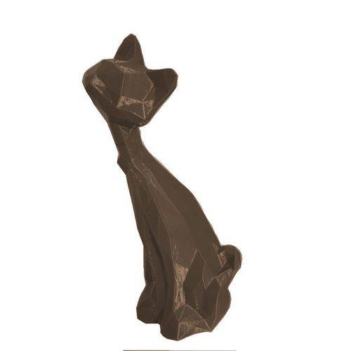 Gato Sentado com a Cabeça de Lado - Bronze