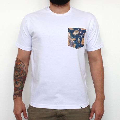 Gatos 1000 - Camiseta Clássica com Bolso Masculina