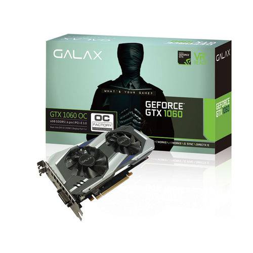 Geforce Galax Gtx Entusiasta Nvidia 60NRH7DSL9OC Gtx 1060 Oc 6GB DDR5 192BIT 8008MHZ Dp Hdmi Dp Dvi