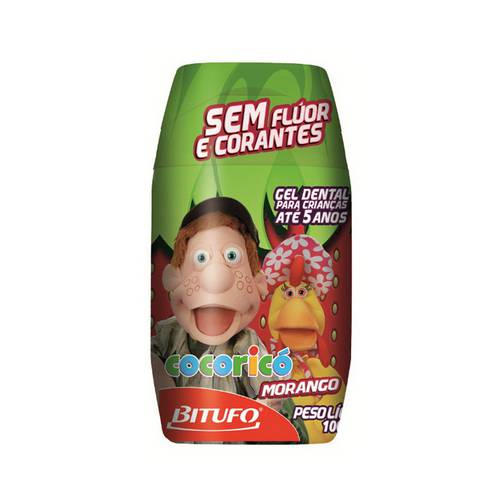 Gel Dental Cocoricó Sem Fluor Sabor Morango com 100 Gramarelos
