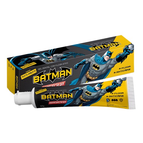 Gel Dental Infantil Dentalclean Batman com Flúor Sabor Tutti Frutti 50g