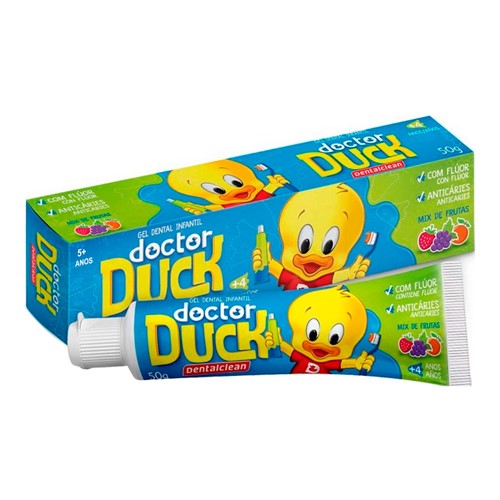 Gel Dental Infantil Dentalclean Doctor Duck com Flúor Sabor Mix de Frutas 50g